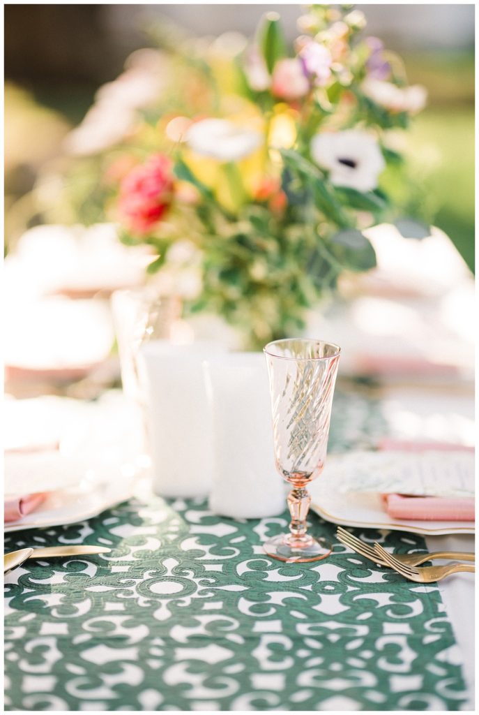 pink and green table setting