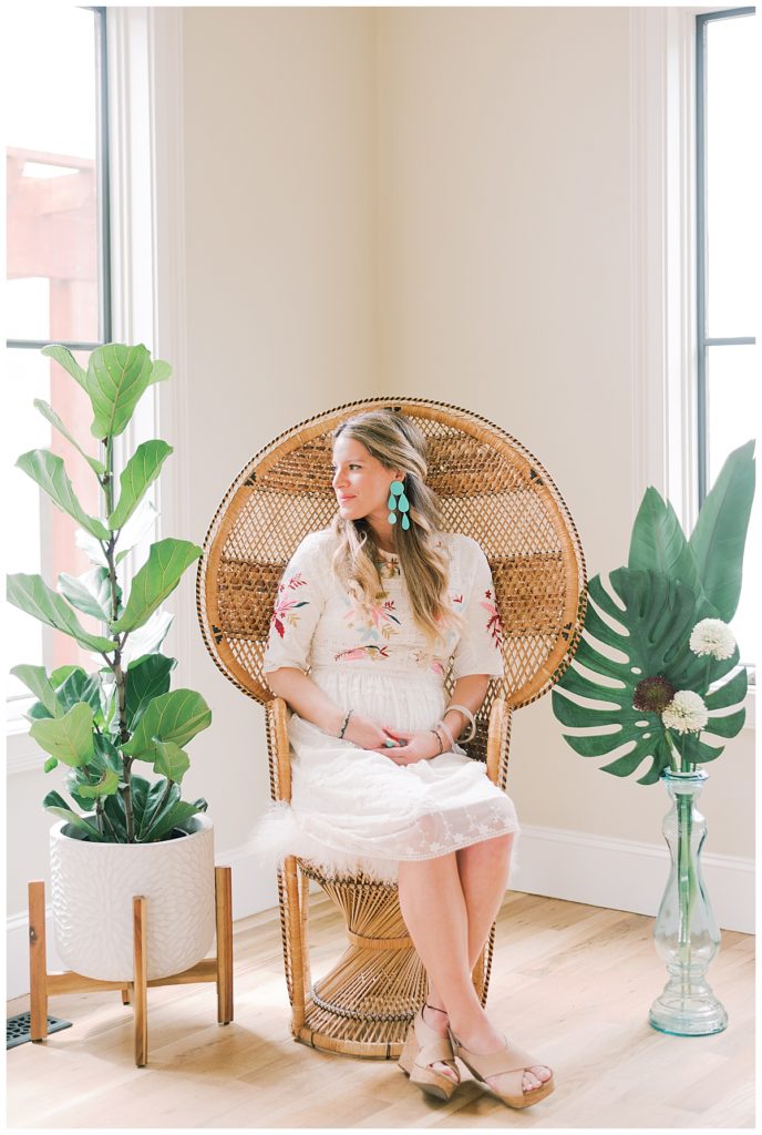 pregnant woman peacock chair