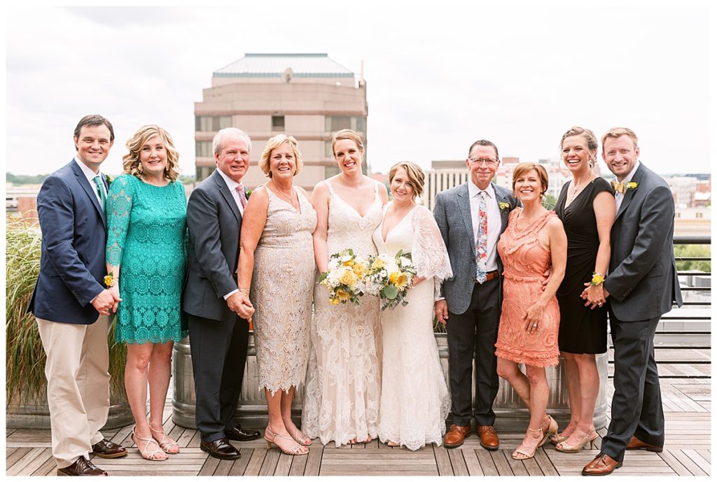 wedding rooftop at the durham hotel group photo