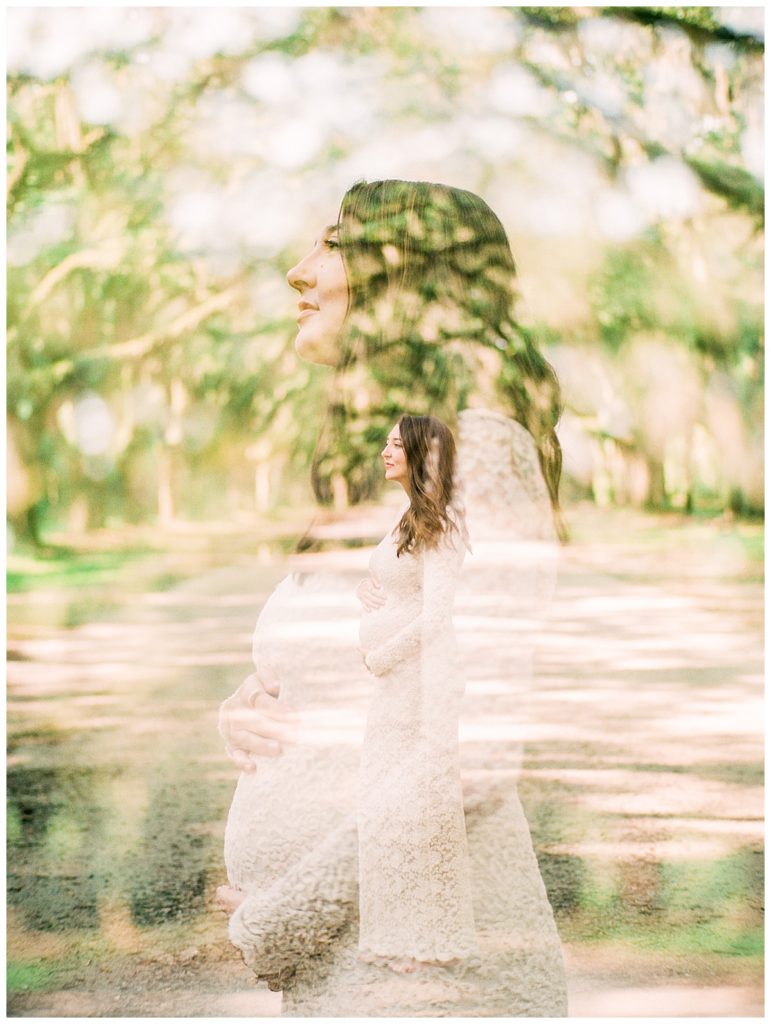 double exposure maternity session at wormsloe