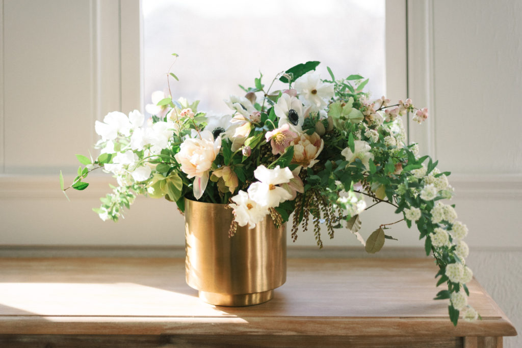 Green and white cascading pageant bouquet