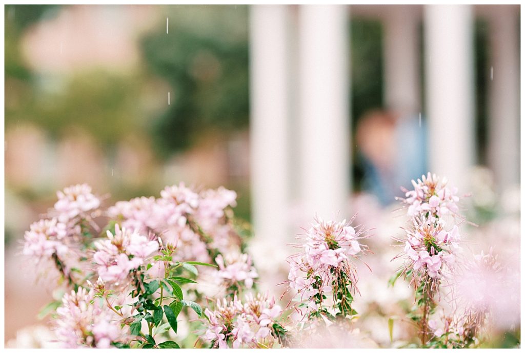rainy engagement session at unc chapel hill