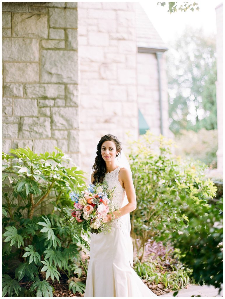 bride at sacred heart catholic church in raleigh