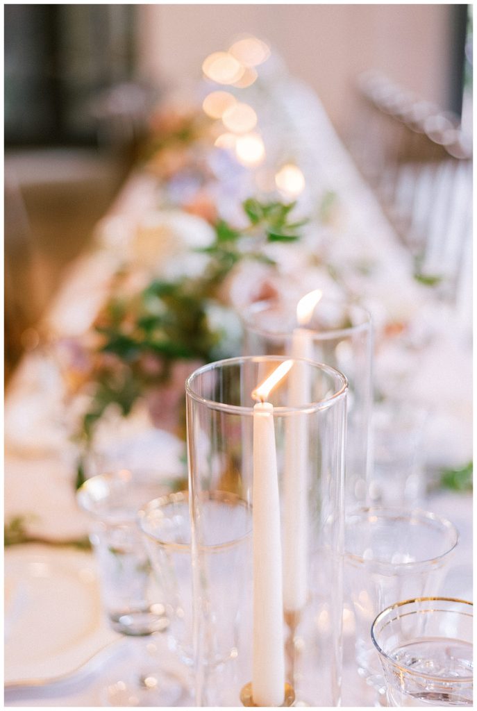 table setting with candles and florals