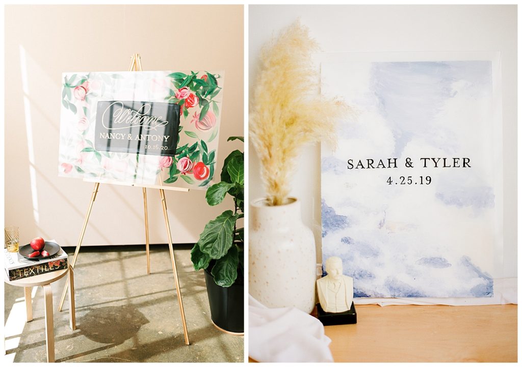acrylic hand painted wedding signs one and only paper
