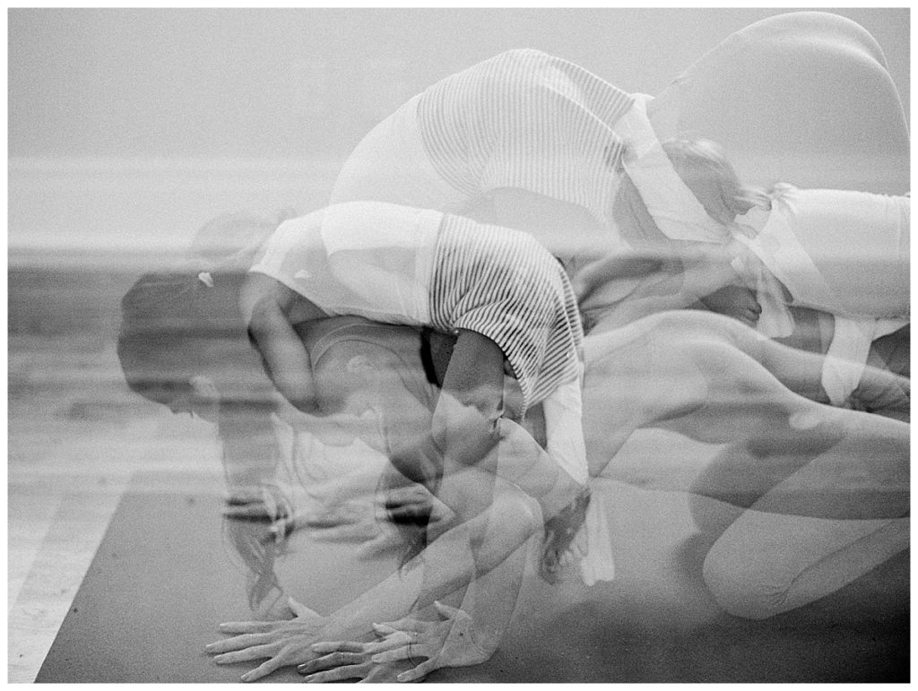 yoga black and white double exposure