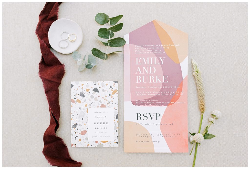 invitation suite styled flatlay
