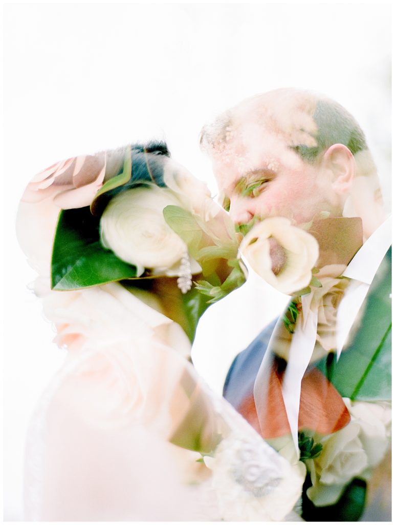 double exposure bride and groom