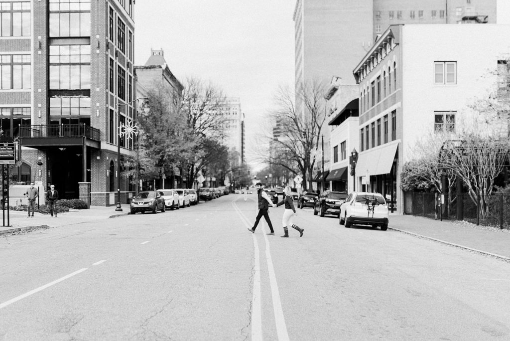 downtown greensboro engagement session