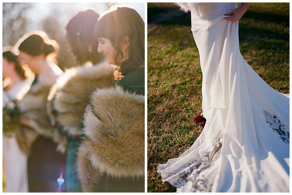 fur stoles winter wedding