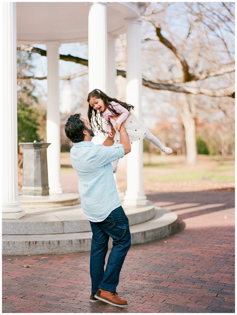 dad and daughter at old well