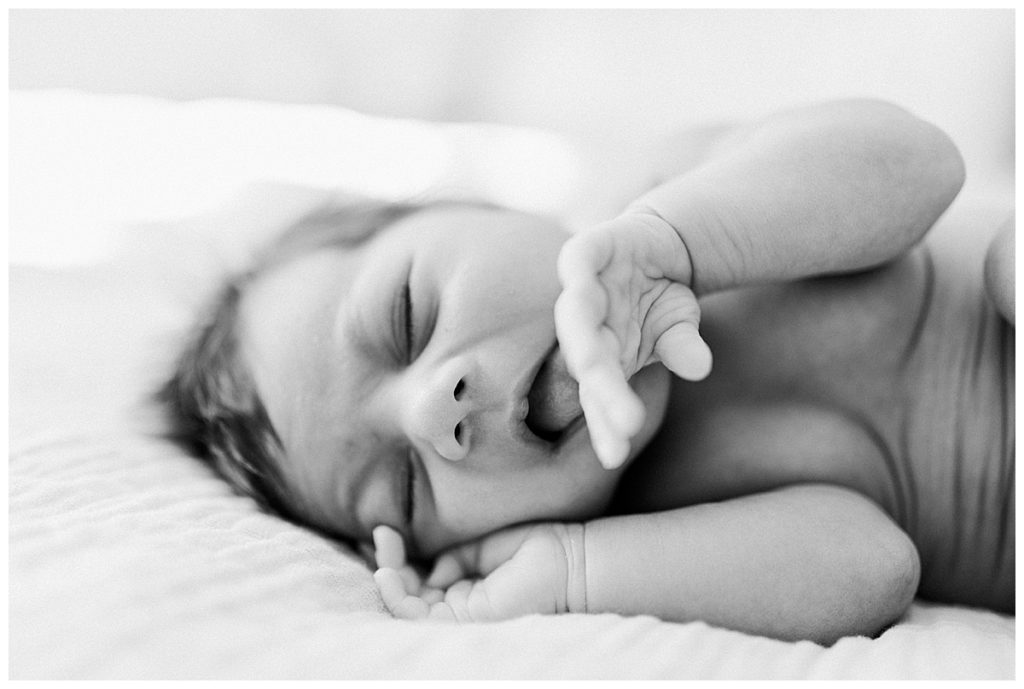 baby newborn yawning black and white film
