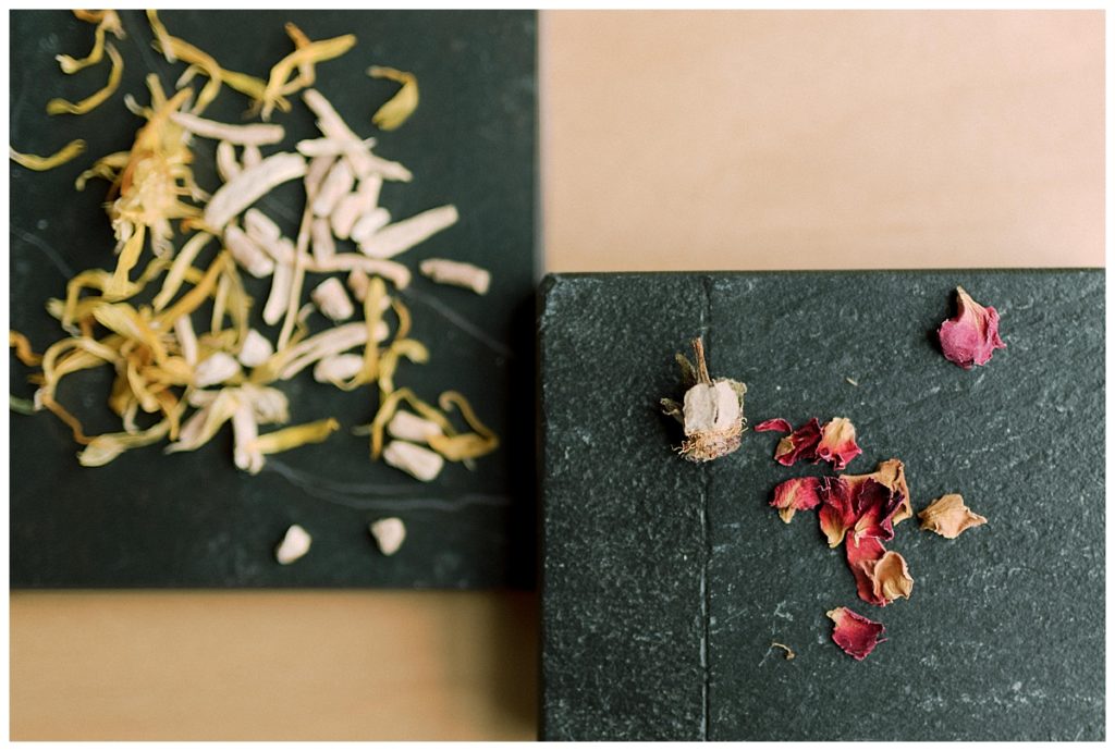 dried rose petals and flowers