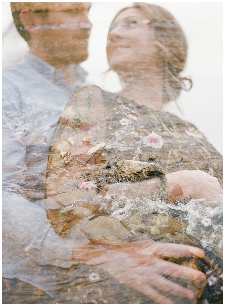 double exposure on film maternity session