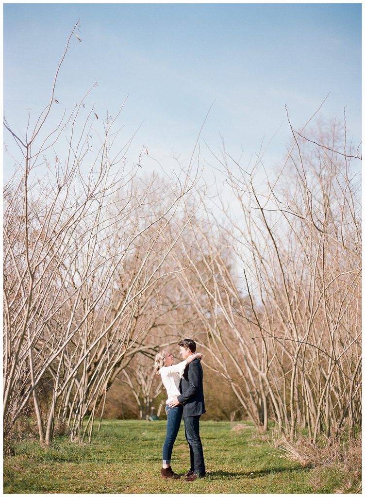 winter forest engagement session