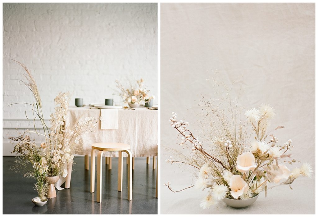 dried florals table setting