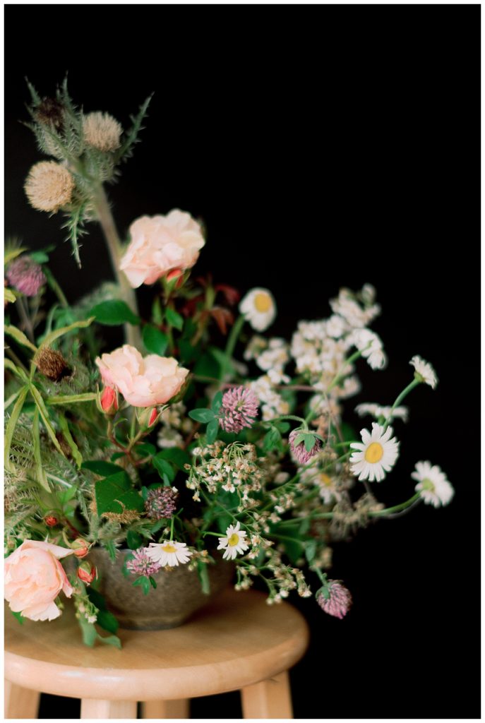 foraged flowers wedding arrangement