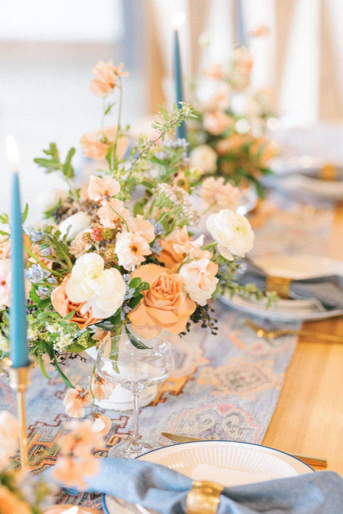 colorful florals wedding table
