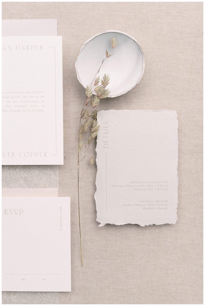 neutral wedding invitation suite