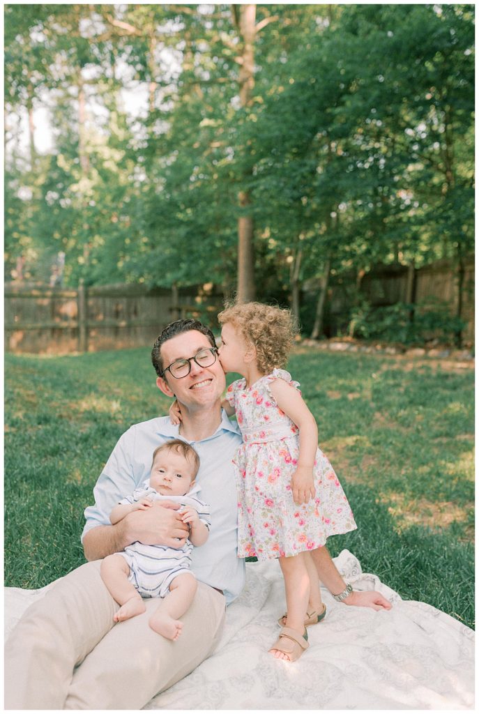 dad with kids outside