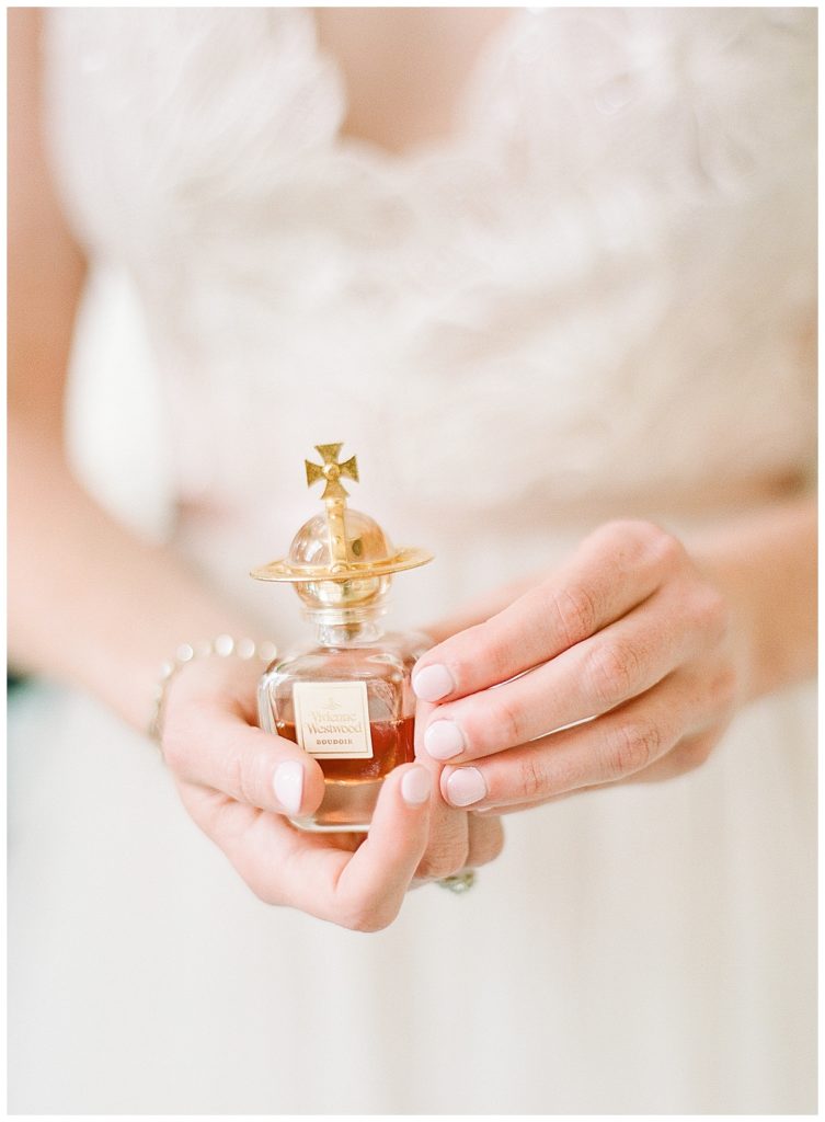 Bride Holding Perfume | Fine Art Film Portrait