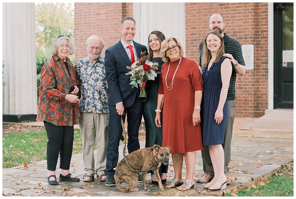 Family Gathered at Courthouse Wedding in Hillsborough, NC
