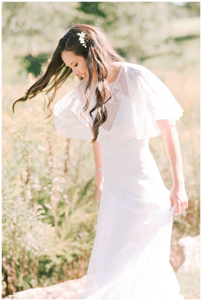Bride twirling in dress