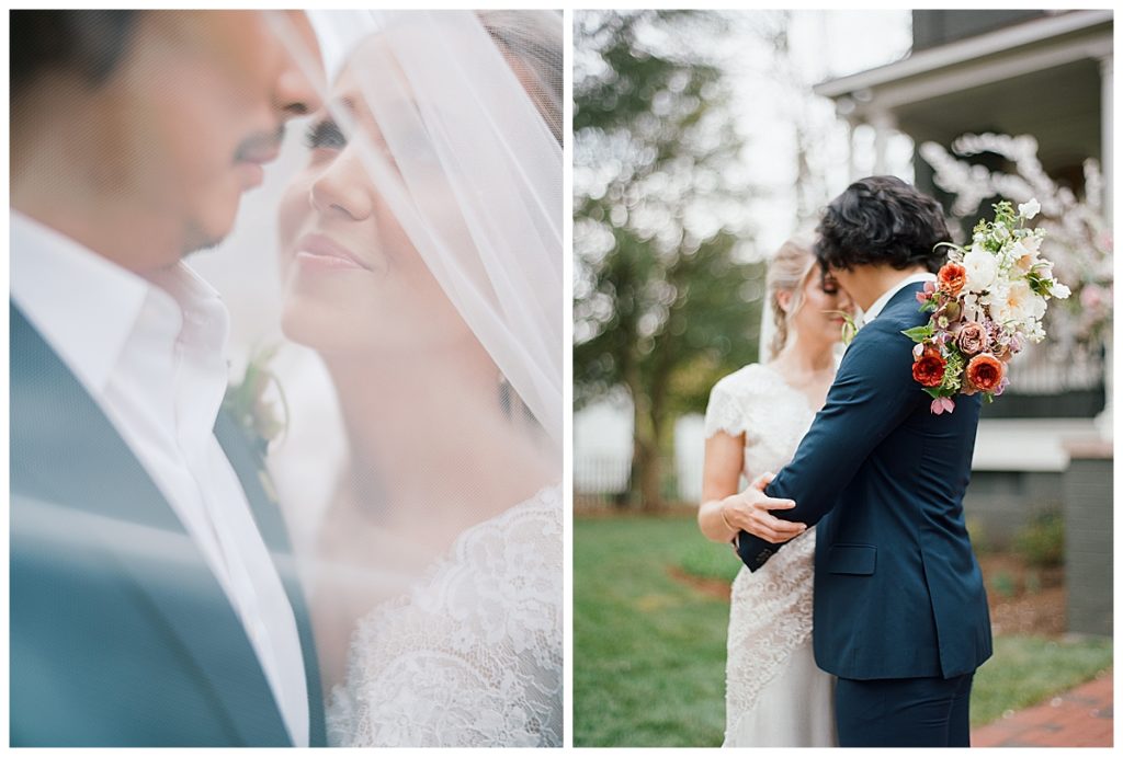 Bride and groom portraits Heights House Raleigh