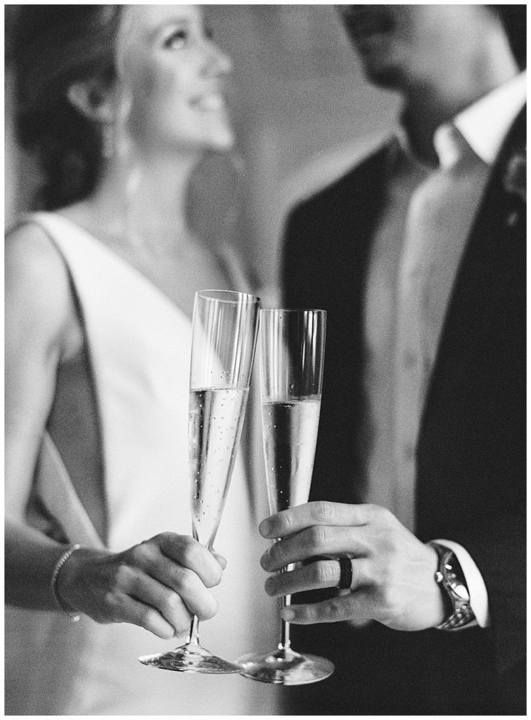 Bride and groom champagne toast
