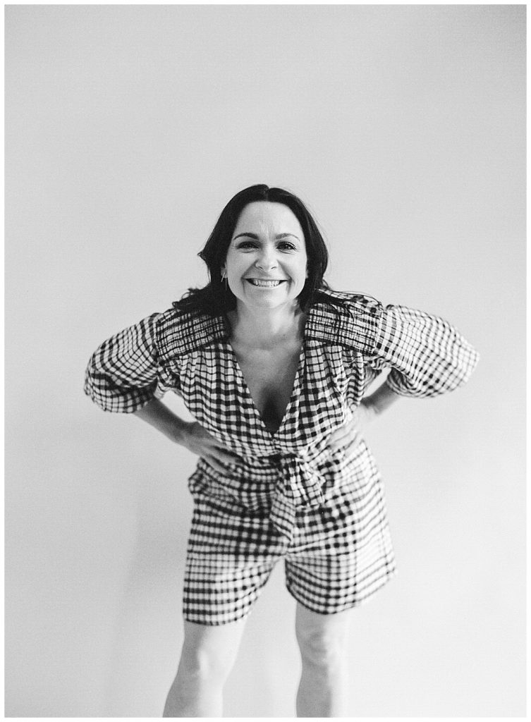 Fun black and white headshot with personality