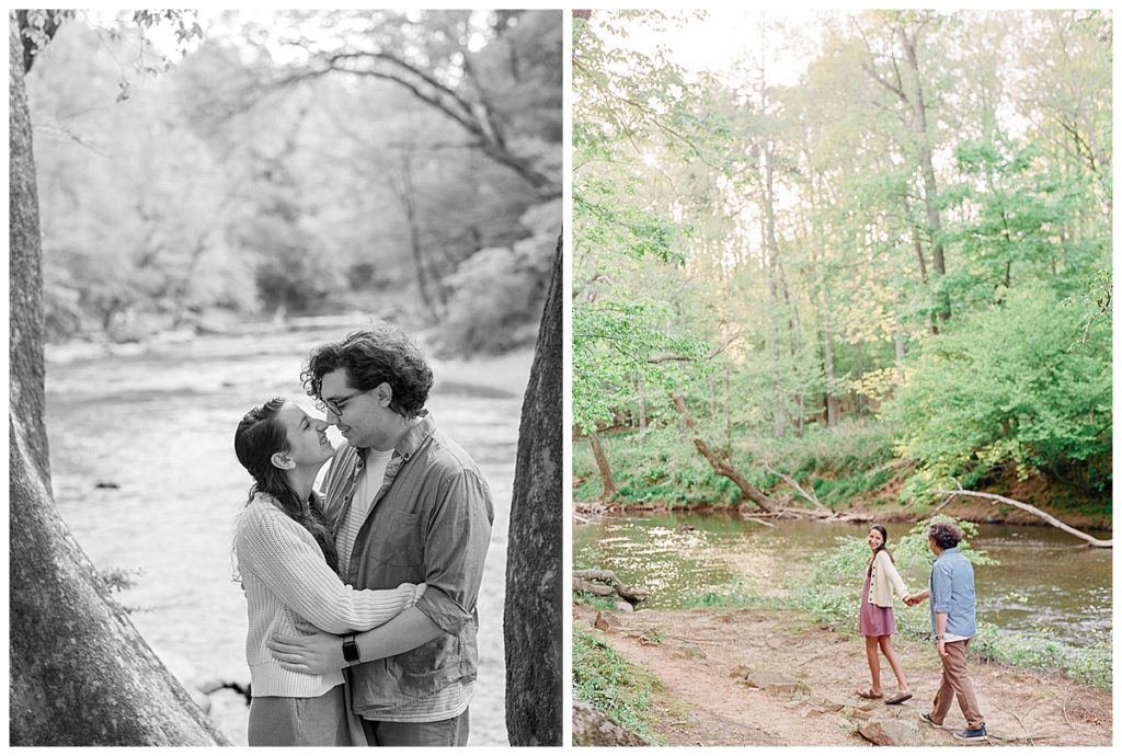 engaged couple eno river state park