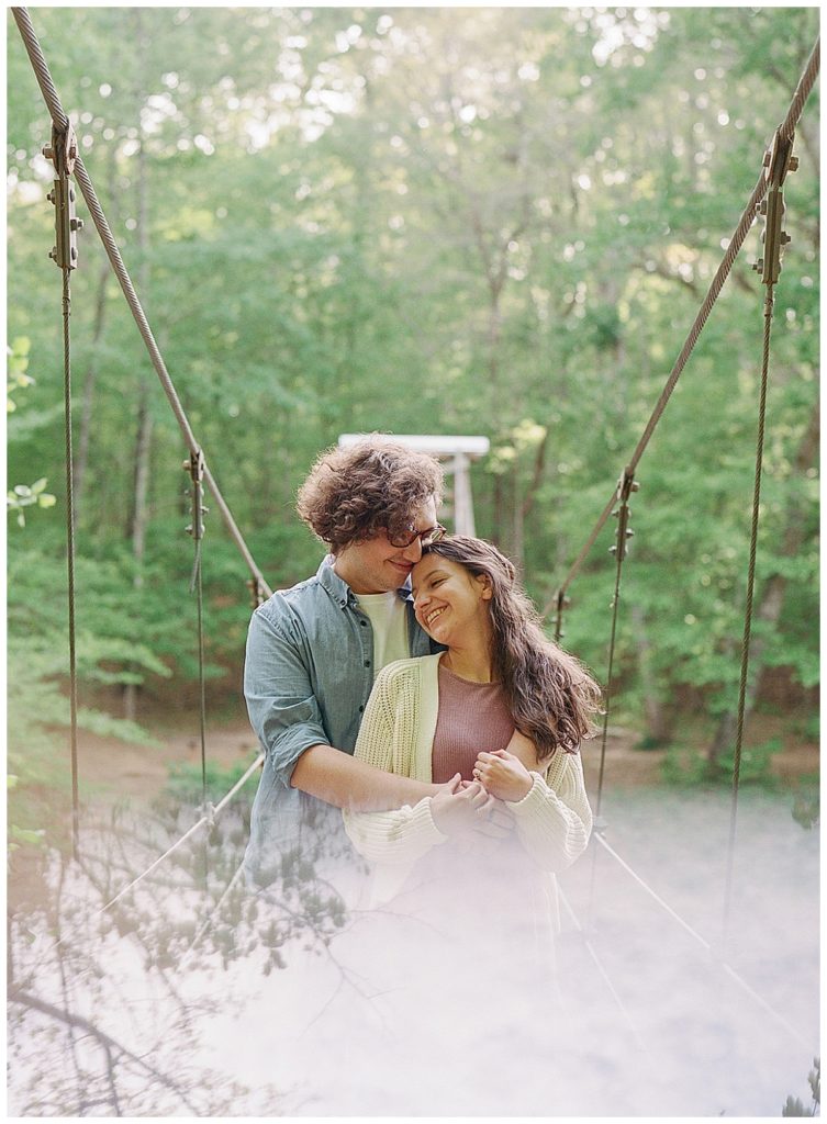 engaged couple eno river state park