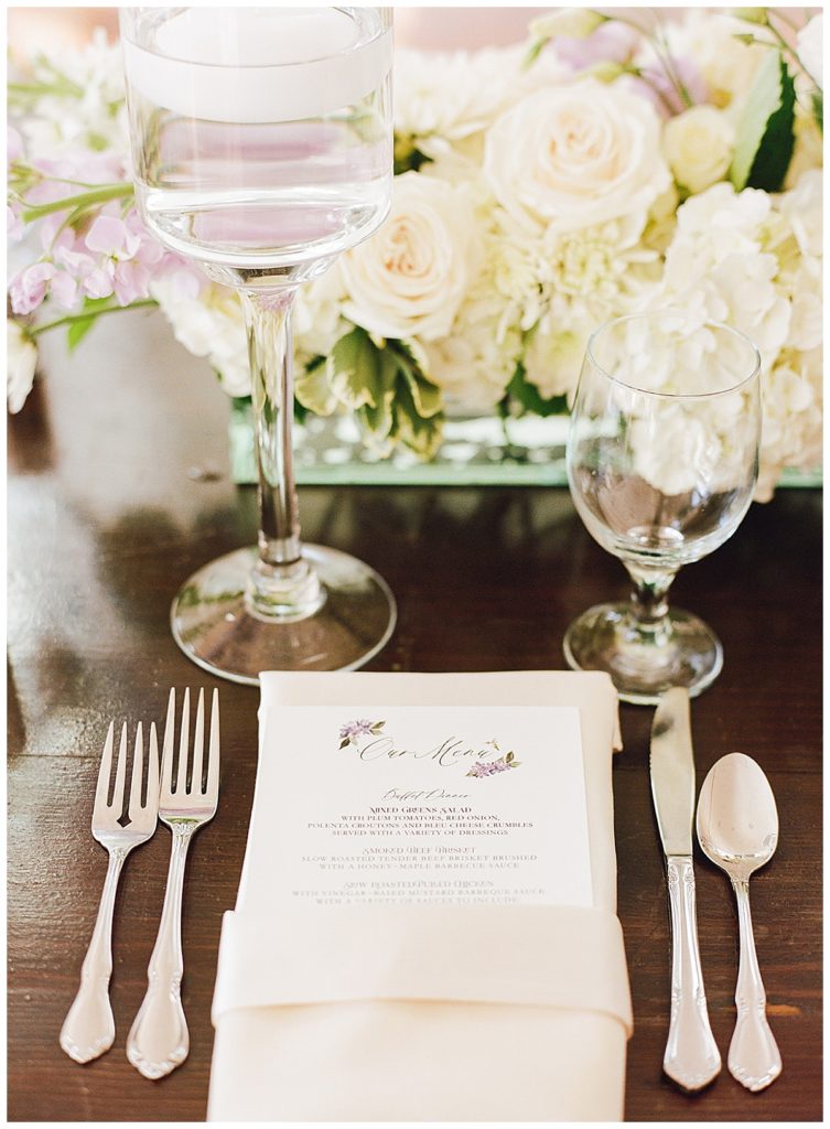 Table design at reception in Charlotte, NC