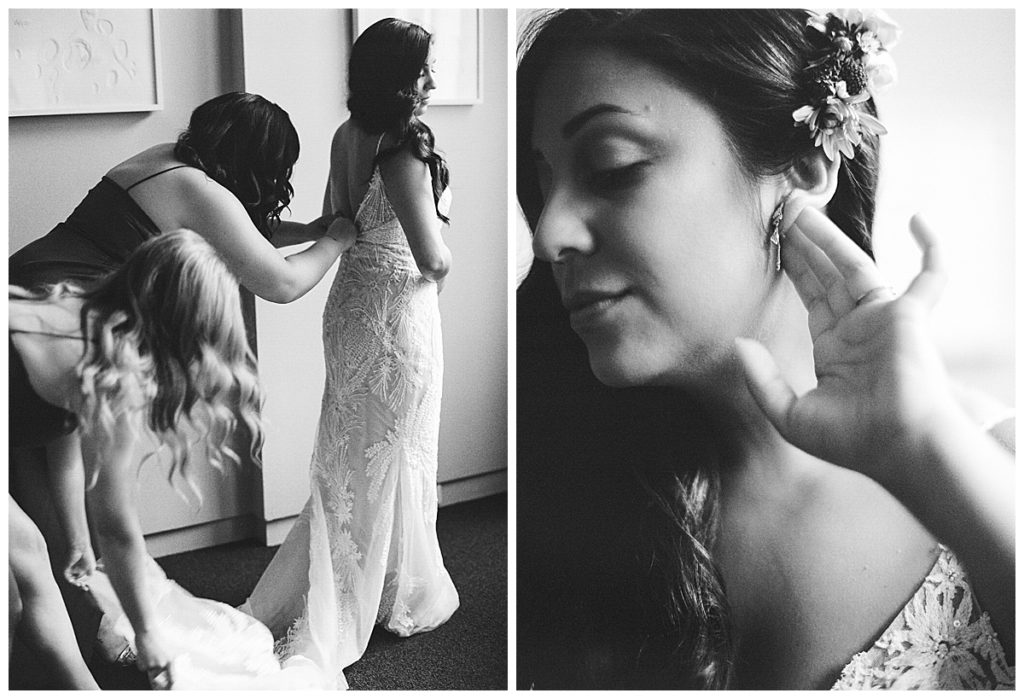 bride getting ready at 21c museum hotel