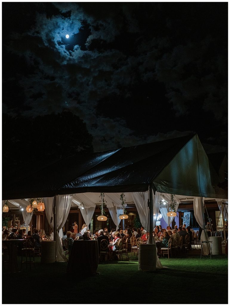 wedding tent in moonlight at duke gardens