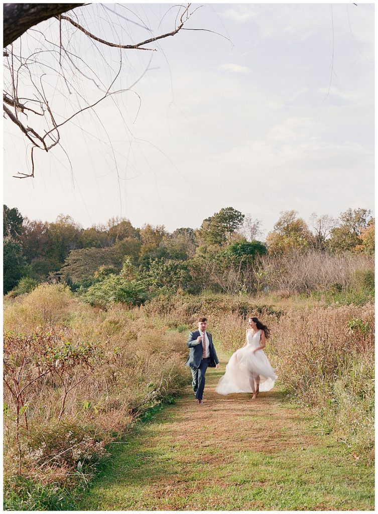 bride and groom at pavilion at nicks road