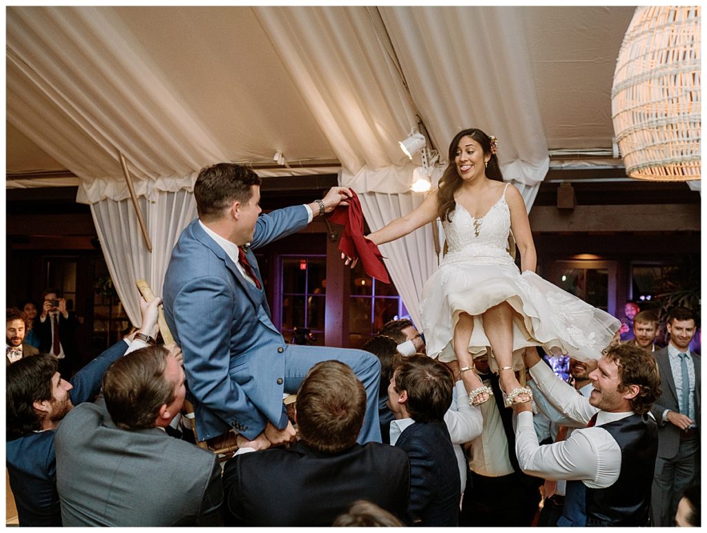 Jewish hora dance at wedding reception