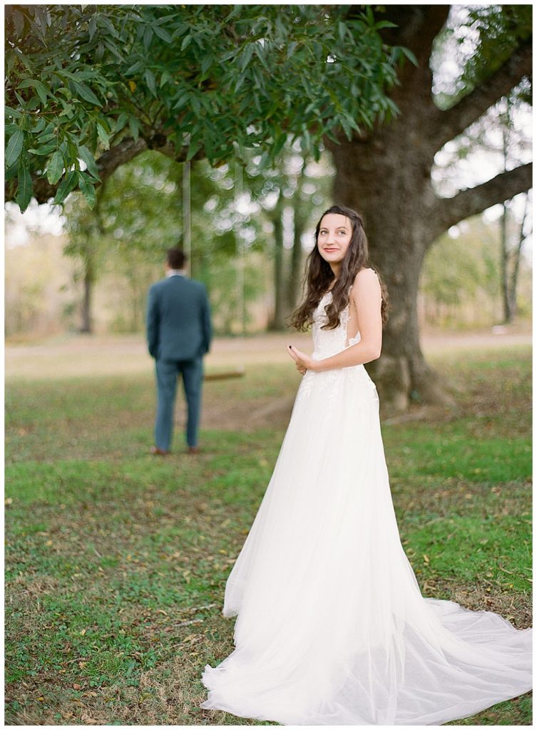 bride and groom first look
