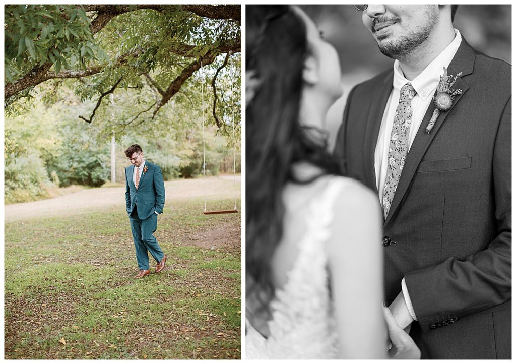 bride and groom first look